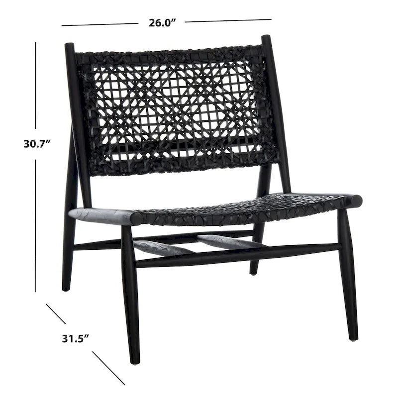 SAFAVIEH Queenie Bandelier, fauteuil d'appoint carré en cuir tressé à dossier ouvert - 26 L x 32 P x 31 H - 26Lx31Px31H