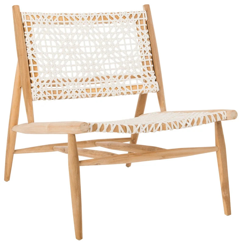 SAFAVIEH Queenie Bandelier, fauteuil d'appoint carré en cuir tressé à dossier ouvert - 26 L x 32 P x 31 H - 26Lx31Px31H