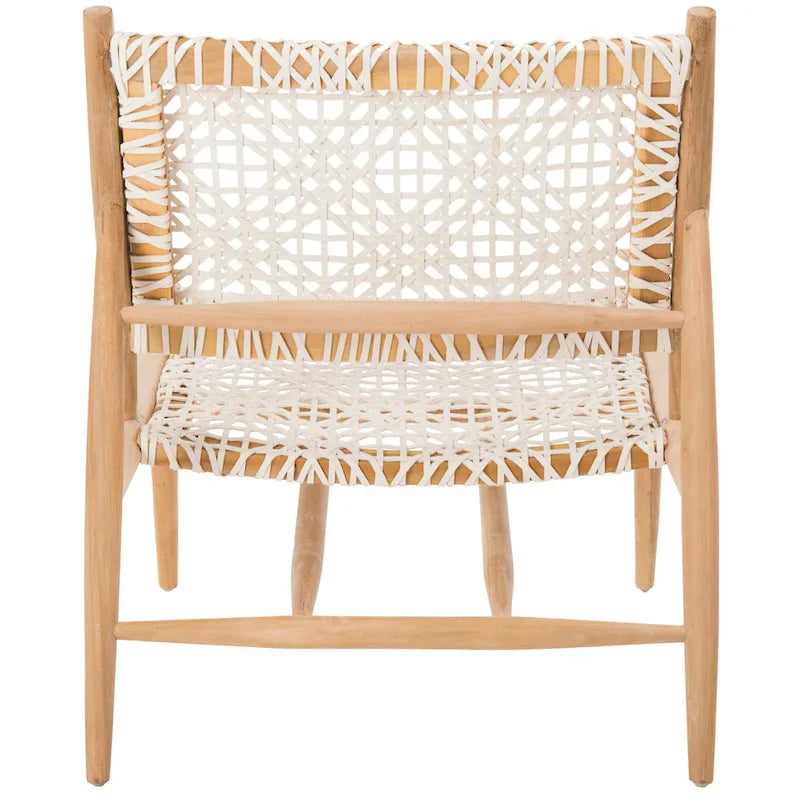 SAFAVIEH Queenie Bandelier, fauteuil d'appoint carré en cuir tressé à dossier ouvert - 26 L x 32 P x 31 H - 26Lx31Px31H