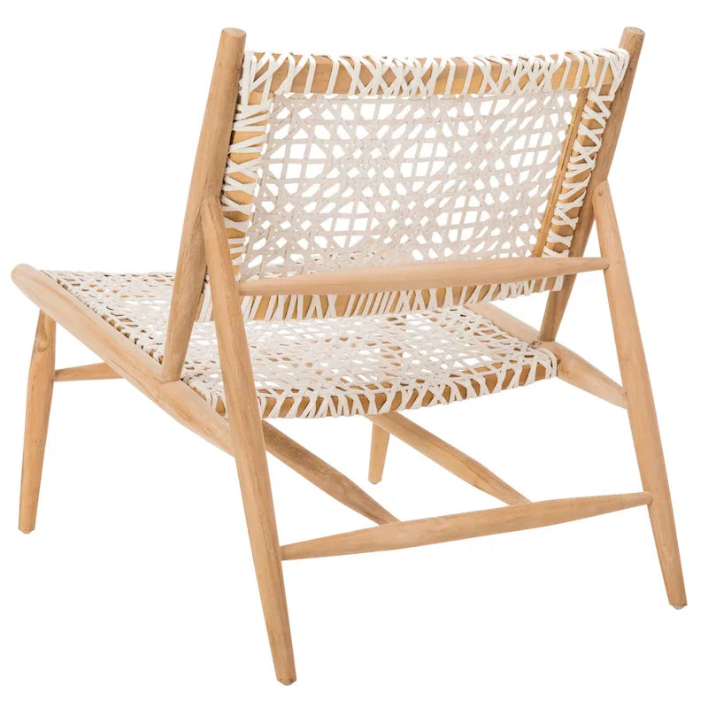 SAFAVIEH Queenie Bandelier, fauteuil d'appoint carré en cuir tressé à dossier ouvert - 26 L x 32 P x 31 H - 26Lx31Px31H