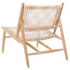 SAFAVIEH Queenie Bandelier, fauteuil d'appoint carré en cuir tressé à dossier ouvert - 26 L x 32 P x 31 H - 26Lx31Px31H