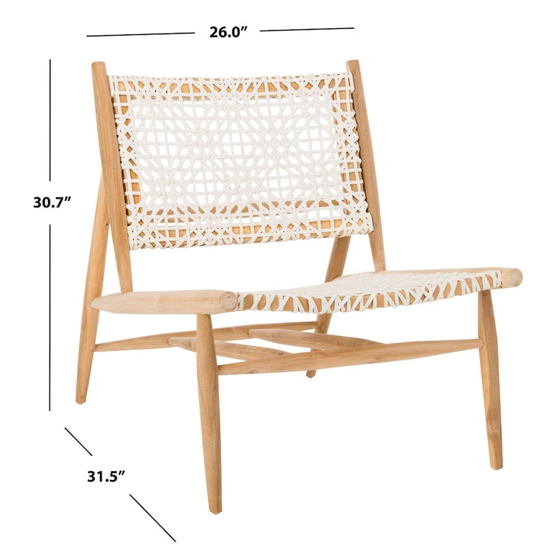 SAFAVIEH Queenie Bandelier, fauteuil d'appoint carré en cuir tressé à dossier ouvert - 26 L x 32 P x 31 H - 26Lx31Px31H