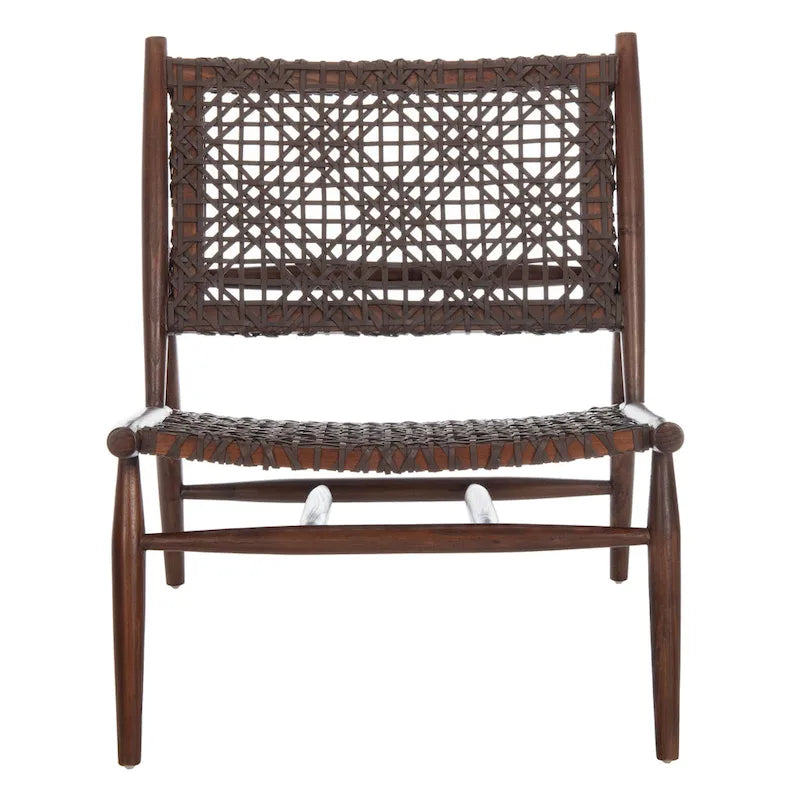 SAFAVIEH Queenie Bandelier, fauteuil d'appoint carré en cuir tressé à dossier ouvert - 26 L x 32 P x 31 H - 26Lx31Px31H