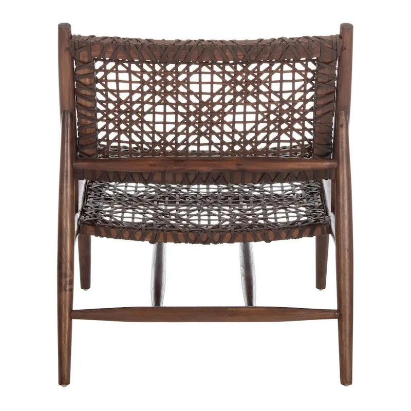 SAFAVIEH Queenie Bandelier, fauteuil d'appoint carré en cuir tressé à dossier ouvert - 26 L x 32 P x 31 H - 26Lx31Px31H