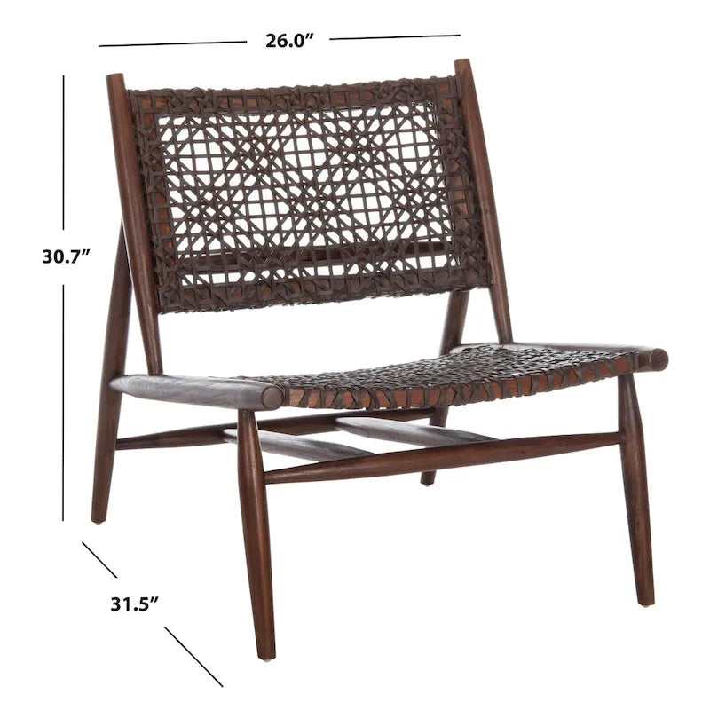 SAFAVIEH Queenie Bandelier, fauteuil d'appoint carré en cuir tressé à dossier ouvert - 26 L x 32 P x 31 H - 26Lx31Px31H