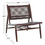 SAFAVIEH Queenie Bandelier, fauteuil d'appoint carré en cuir tressé à dossier ouvert - 26 L x 32 P x 31 H - 26Lx31Px31H