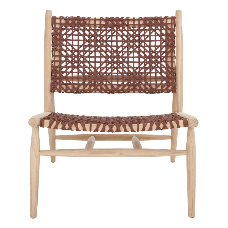 SAFAVIEH Queenie Bandelier, fauteuil d'appoint carré en cuir tressé à dossier ouvert - 26 L x 32 P x 31 H - 26Lx31Px31H