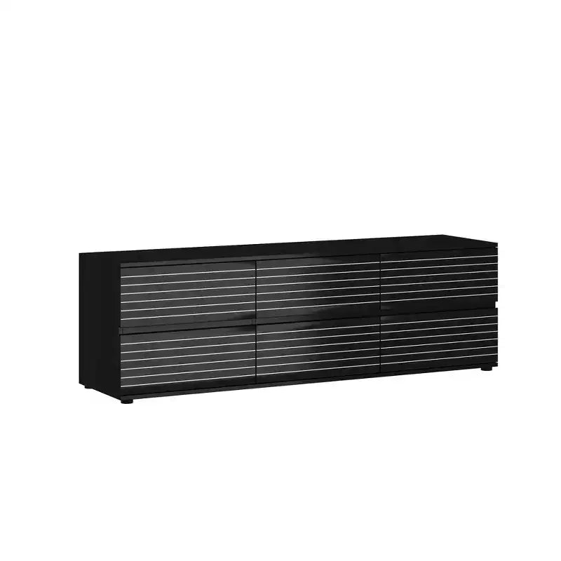 Famapy Commode / Meuble TV 6 tiroirs à rayures noires sophistiquées : Un mélange de style et de fonctionnalité pour de multiples usages
