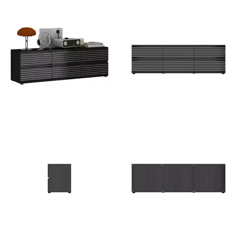 Famapy Commode / Meuble TV 6 tiroirs à rayures noires sophistiquées : Un mélange de style et de fonctionnalité pour de multiples usages