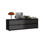 Famapy Commode / Meuble TV 6 tiroirs à rayures noires sophistiquées : Un mélange de style et de fonctionnalité pour de multiples usages