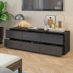 Famapy Commode / Meuble TV 6 tiroirs à rayures noires sophistiquées : Un mélange de style et de fonctionnalité pour de multiples usages