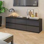 Famapy Commode / Meuble TV 6 tiroirs à rayures noires sophistiquées : Un mélange de style et de fonctionnalité pour de multiples usages