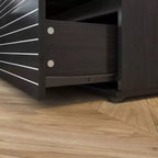Famapy Commode / Meuble TV 6 tiroirs à rayures noires sophistiquées : Un mélange de style et de fonctionnalité pour de multiples usages