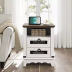 Table de chevet Garvee Farmhouse 18 pouces avec station de charge, table de nuit avec 2 tiroirs et 2 ports USB, table d'appoint avec compartiment ouvert