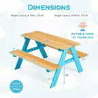 Costway Table de pique-nique pour enfants, table en bois avec bancs pour l'extérieur, jardin