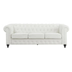 Ensemble de canapés modulaires 3 pièces Chesterfield pour salon avec accoudoirs roulés et coussins capitonnés, causeuse pour salon