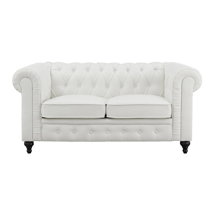 Ensemble de canapés modulaires 3 pièces Chesterfield pour salon avec accoudoirs roulés et coussins capitonnés, causeuse pour salon