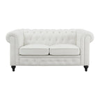 Ensemble de canapés modulaires 3 pièces Chesterfield pour salon avec accoudoirs roulés et coussins capitonnés, causeuse pour salon