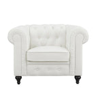 Ensemble de canapés modulaires 3 pièces Chesterfield pour salon avec accoudoirs roulés et coussins capitonnés, causeuse pour salon