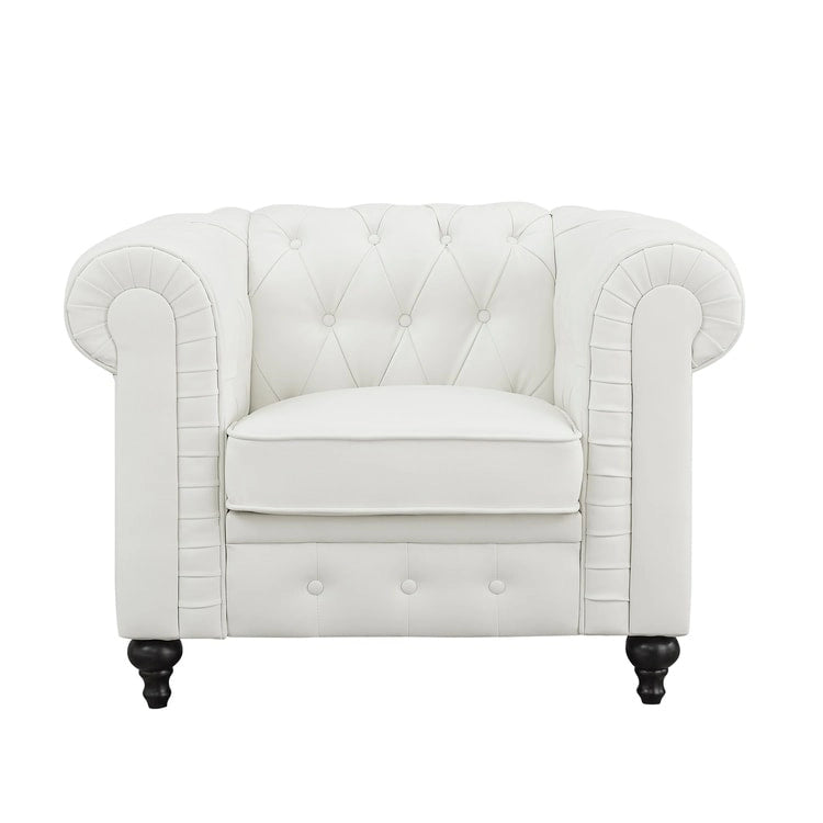 Ensemble de canapés modulaires 3 pièces Chesterfield pour salon avec accoudoirs roulés et coussins capitonnés, causeuse pour salon
