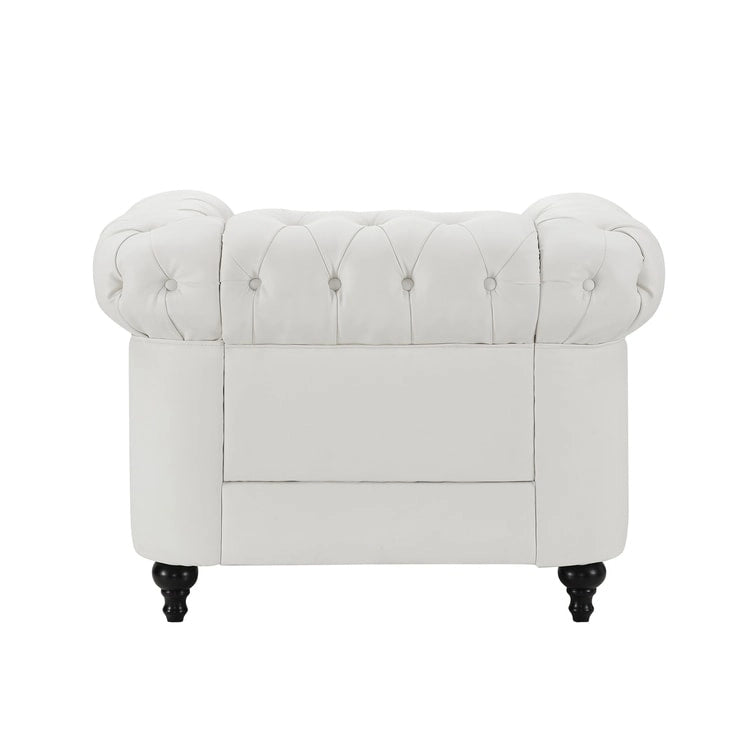 Ensemble de canapés modulaires 3 pièces Chesterfield pour salon avec accoudoirs roulés et coussins capitonnés, causeuse pour salon