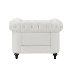 Ensemble de canapés modulaires 3 pièces Chesterfield pour salon avec accoudoirs roulés et coussins capitonnés, causeuse pour salon