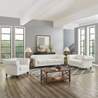 Ensemble de canapés modulaires 3 pièces Chesterfield pour salon avec accoudoirs roulés et coussins capitonnés, causeuse pour salon