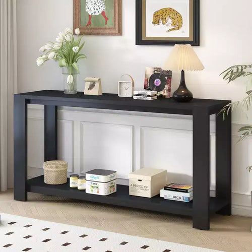 59.8W Minimalist Console Table with Bottom Shelf and 4 Legs, Entryway Table 4B - ModernLuxe