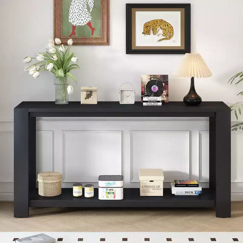 Table console minimaliste 59,8W avec étagère inférieure et 4 pieds, table d'entrée 4B - ModernLuxe