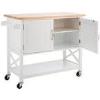 Desserte de cuisine 2 portes 1 étagère Kesler - KCH8705 - Blanc/Naturel - Safavieh