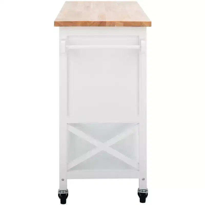 Desserte de cuisine 2 portes 1 étagère Kesler - KCH8705 - Blanc/Naturel - Safavieh