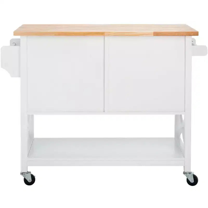 Desserte de cuisine 2 portes 1 étagère Kesler - KCH8705 - Blanc/Naturel - Safavieh