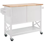 Desserte de cuisine 2 portes 1 étagère Kesler - KCH8705 - Blanc/Naturel - Safavieh