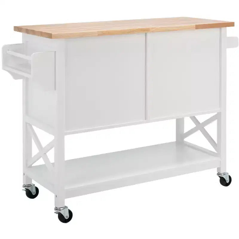 Desserte de cuisine 2 portes 1 étagère Kesler - KCH8705 - Blanc/Naturel - Safavieh