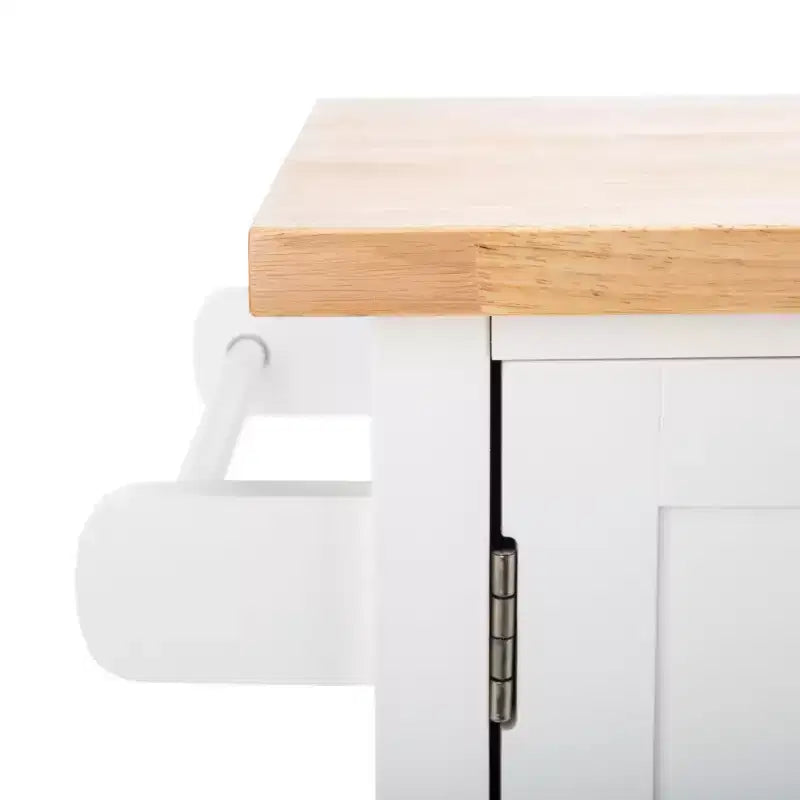 Desserte de cuisine 2 portes 1 étagère Kesler - KCH8705 - Blanc/Naturel - Safavieh