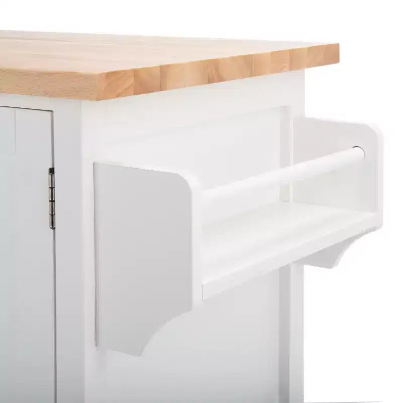 Desserte de cuisine 2 portes 1 étagère Kesler - KCH8705 - Blanc/Naturel - Safavieh