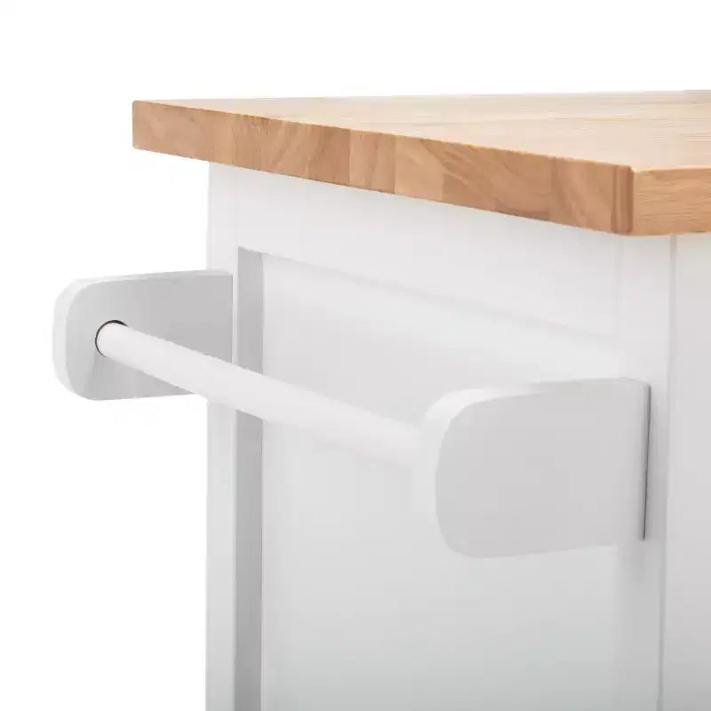 Desserte de cuisine 2 portes 1 étagère Kesler - KCH8705 - Blanc/Naturel - Safavieh