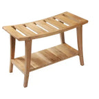 Banc de douche de style asiatique Nordic Teak 30 avec étagère - Beige