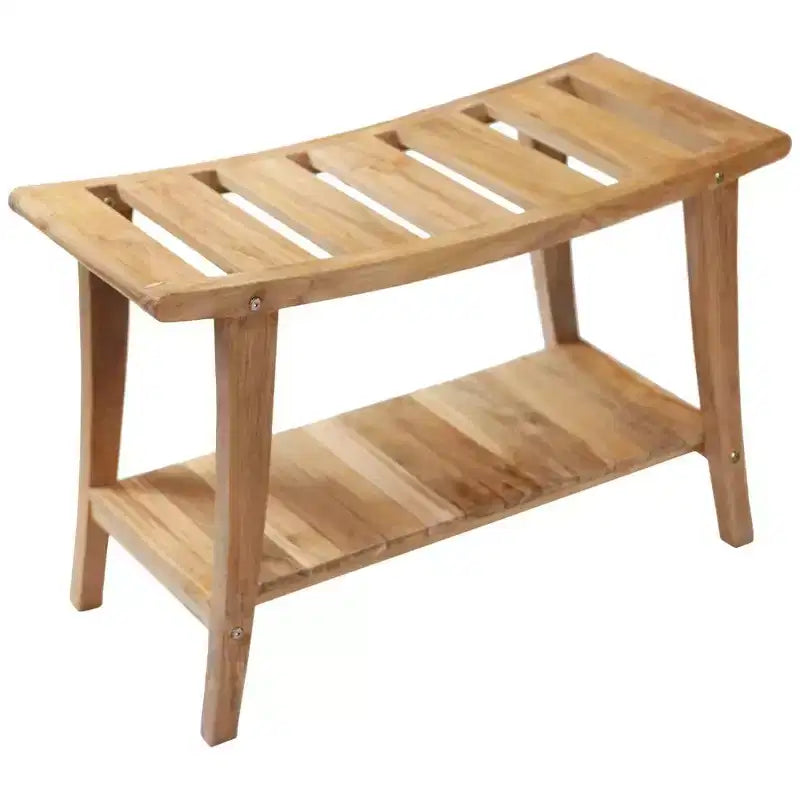 Banc de douche de style asiatique Nordic Teak 30 avec étagère - Beige
