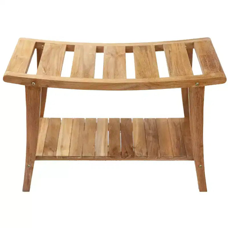 Banc de douche de style asiatique Nordic Teak 30 avec étagère - Beige