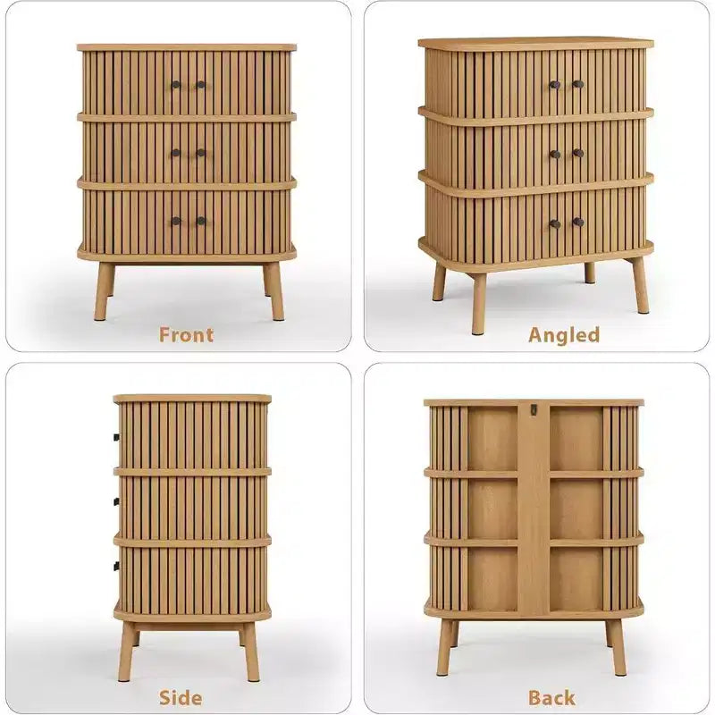 Commode à 3 tiroirs Garvee, commode pour chambre à coucher, table de chevet moderne du milieu du siècle, commode en osier spacieuse pour placard, couloir, naturelle