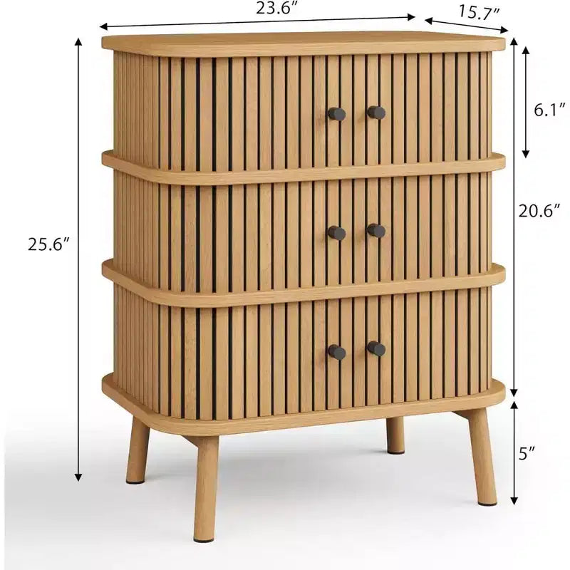 Commode à 3 tiroirs Garvee, commode pour chambre à coucher, table de chevet moderne du milieu du siècle, commode en osier spacieuse pour placard, couloir, naturelle