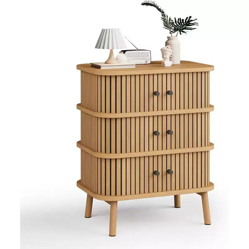 Commode à 3 tiroirs Garvee, commode pour chambre à coucher, table de chevet moderne du milieu du siècle, commode en osier spacieuse pour placard, couloir, naturelle
