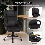 Chaise de Bureau de Direction Ergonomique Grande Taille FDW 500lbs avec Soutien Lombaire Pivotant et Appuie-tête Réglable pour Personnes Fortes, Noir