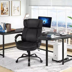 Chaise de Bureau de Direction Ergonomique Grande Taille FDW 500lbs avec Soutien Lombaire Pivotant et Appuie-tête Réglable pour Personnes Fortes, Noir