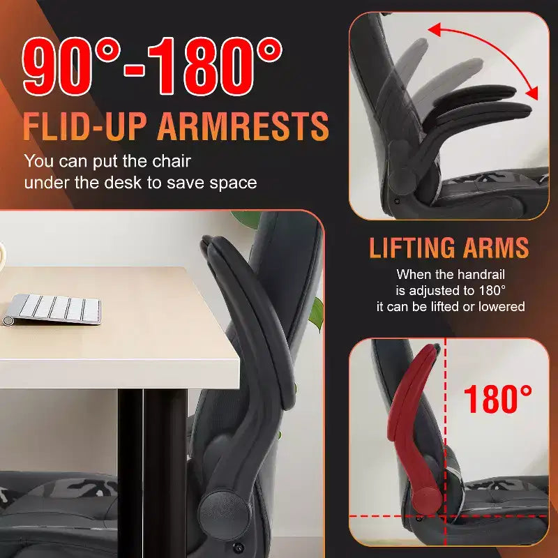 FDW Fauteuil de bureau de jeu Chaise de bureau avec support lombaire Accoudoirs relevables Appuie-tête