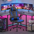 FDW Fauteuil de bureau de jeu Chaise de bureau avec support lombaire Accoudoirs relevables Appuie-tête