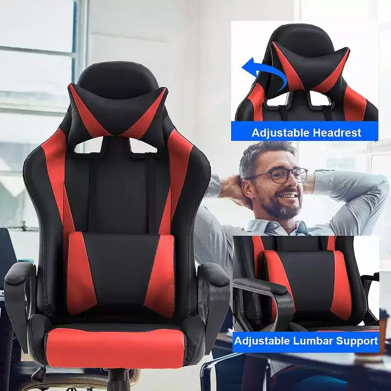 FDW Chaise de Bureau Chaise Gaming Chaise de Bureau Fauteuil de Direction avec Support Lombaire Tabouret Réglable Chaise d'Ordinateur Pivotante à Roulettes