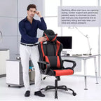FDW Chaise de Bureau Chaise Gaming Chaise de Bureau Fauteuil de Direction avec Support Lombaire Tabouret Réglable Chaise d'Ordinateur Pivotante à Roulettes