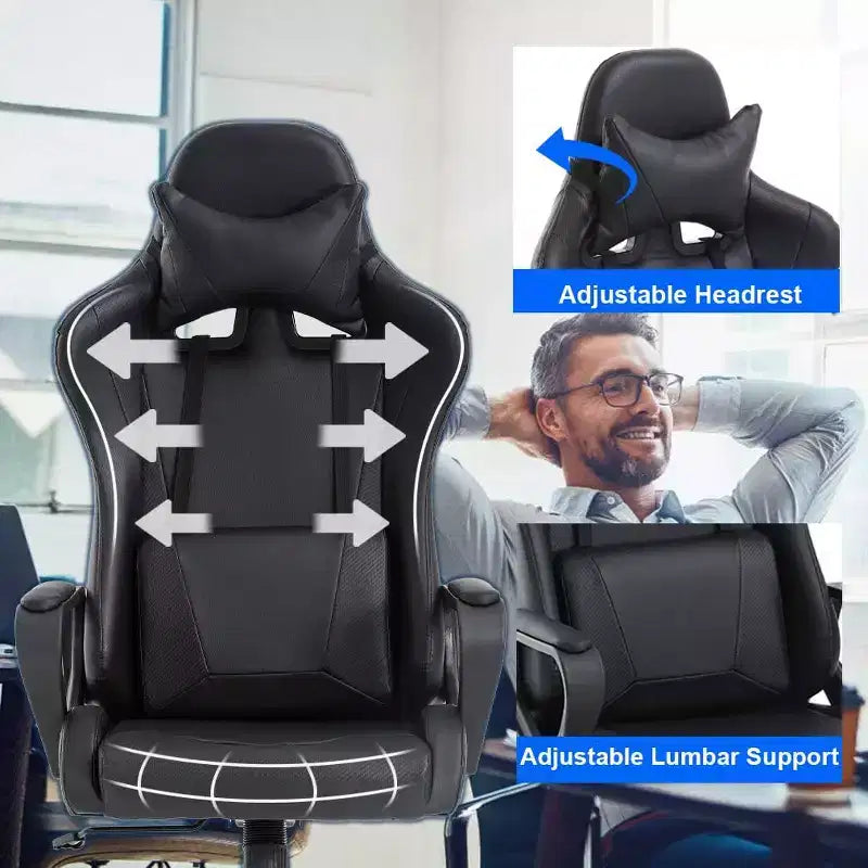 FDW Chaise de Bureau Chaise Gaming Chaise de Bureau Fauteuil de Direction avec Support Lombaire Tabouret Réglable Chaise d'Ordinateur Pivotante à Roulettes